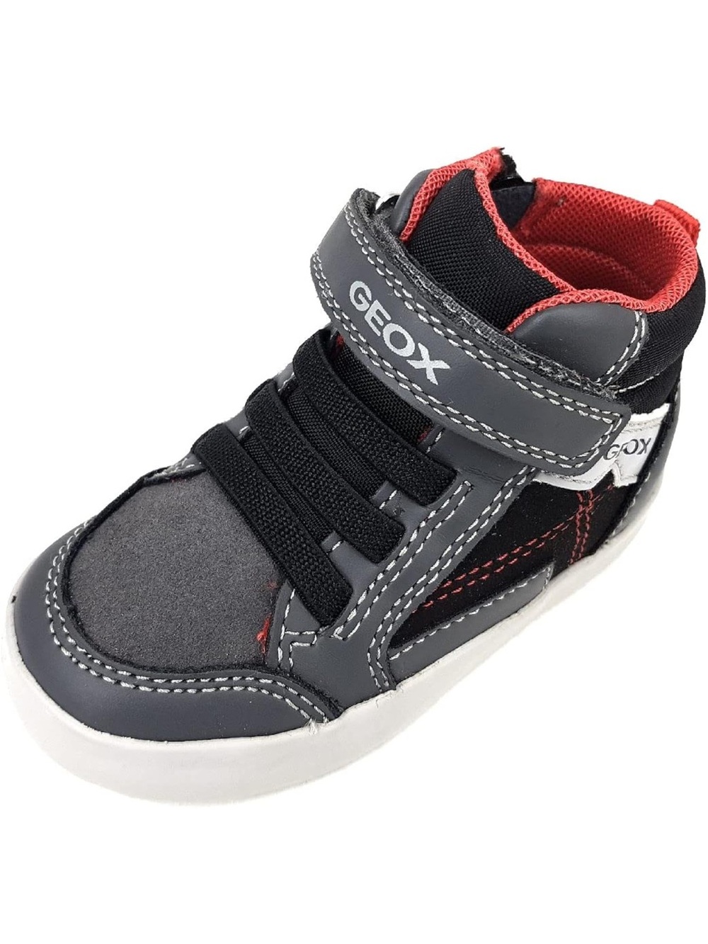 Geox Gisli High-Top Sneakers | Toddler US 5.5 / EU 21 | Grey/Black/Red